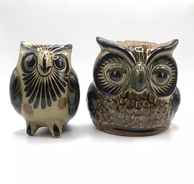 Buy Vintage Set Of 2 Carlos Villanueva Tonala Folk Art Mexican Pottery Owls Signed • 61.67£