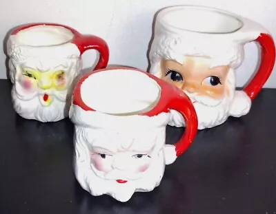 Buy 3 Vintage Pottery Santa Christmas Mugs, Bradley Exclusives Japan • 25.49£