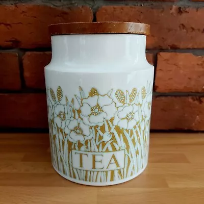 Buy Hornsea Fleur Tea Storage Jar With Wooden Lid 1977 Vintage Kitchenalia • 11.50£