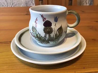 Buy Buchan Pottery In Portobello Scotland Stoneware Thistle Cup Saucer Plate Trio • 11.99£