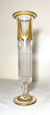 Buy High Quality Antique Moser Gold Gilt Cut Crystal Glass Trumpet Flute Vase • 311.84£