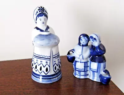 Buy Beautiful Ussr Vintage Blue/white Porcelain Figurines - Duleyvo & Gzhel • 22.50£