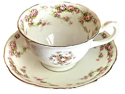 Buy Vintage Hammersley & Co Bone China Tea Cup & Saucer In Multi Pink Roses Pattern • 15£