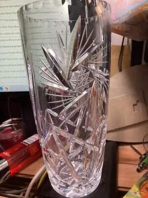 Buy Large Cut Glass Lead Crystal Vase 1.8kgs 25.5cm High • 25£