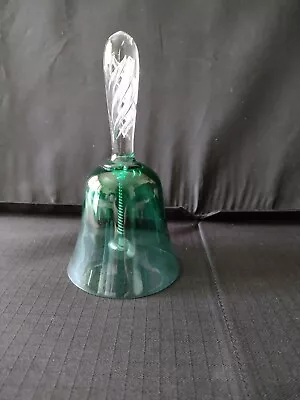 Buy Green Glass Vintage    Bell With Inner Spiral Handle • 7.99£