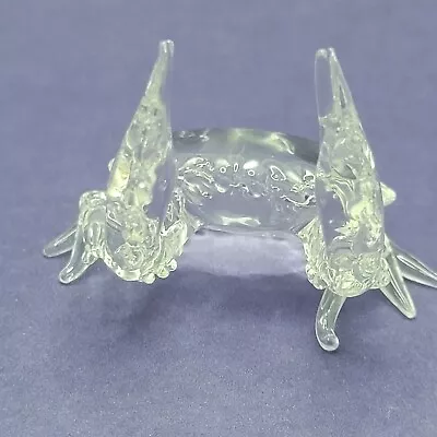 Buy Glass Animals Crab Figurine Hand Blown  Clear Art Miniature Coastal Decor • 11.99£