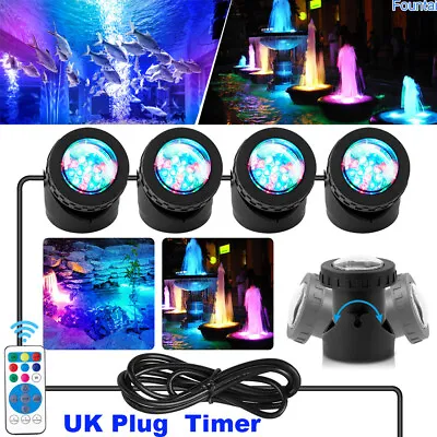 Buy Remote RGB LED Underwater Spot Lights Aquarium Garden Fountain Pond Pool Lamp UK • 21.47£