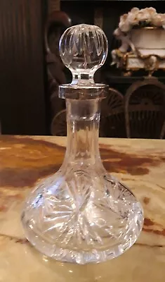 Buy Vintage Small Decorative Cut Glass Ships Decanter With Solid Silver Rim H 17cm • 39£