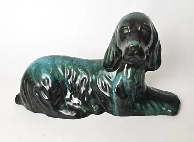Buy Vintage Blue Mountain Pottery Resting Spaniel Dog Blue Green Drip Glaze Canada • 23.65£