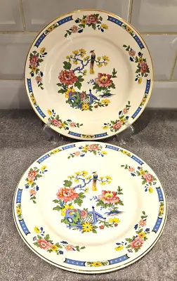 Buy 2 X Lord Nelson Pottery 1950s Tsing 9  Lunch Salad Plate Blue Pink Floral A • 7.99£