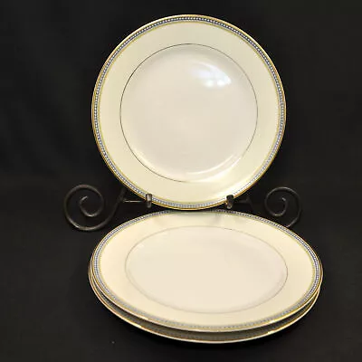 Buy Noritake Marseilles Set Of 3 Luncheon Plates Yellow Blue Bands W/Gold 1918-1921+ • 36.98£