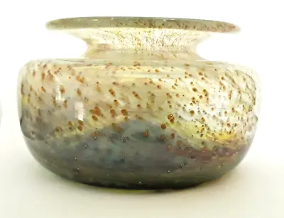 Buy Vintage 'Isle Of Wight' Glass Squat Vase - Aurene • 62£