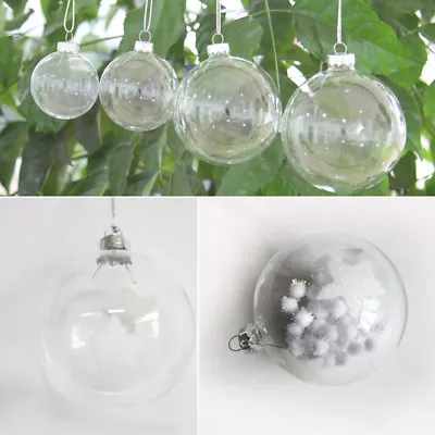 Buy 10/25/50x Clear Iridescent Glass Ball Fillable Bauble Christmas Tree Party Decor • 7.95£