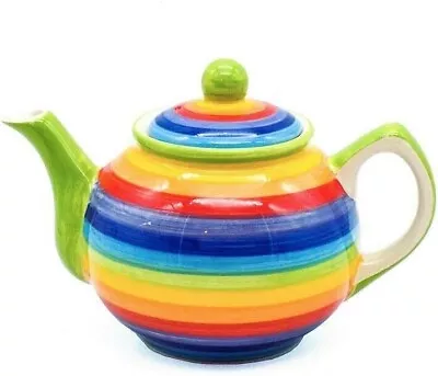 Buy Rainbow Striped Ceramic Teapot 2 Cup • 16.50£