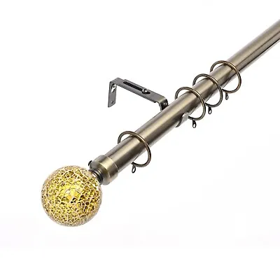Buy Crackle Glass Ball Finials 28 Mm Extendable Curtain Poles Rods • 32.99£