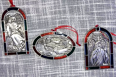 Buy NEW Set Of 3 Stained Glass Style Angel Suncatchers Or Ornaments Metal (Pewter?) • 11.38£