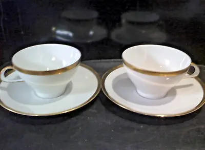 Buy 2 X Thomas Rosenthal Germany Wide Gold Band Tea Duos Cups Saucers excellent • 14.50£