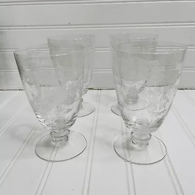 Buy Vintage Fostoria Crystal Corsage Etched Water Goblets 6” Glassware Dining • 46.30£