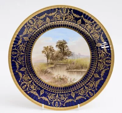 Buy Antique Wedgwood China Hand Painted Dessert/Cabinet Plate Winding Stream Scenic • 99.99£