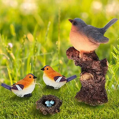 Buy Garden Ornament Animals Robin Birds Small Bird Nest Outdoor Statues Plant Pot • 10.99£