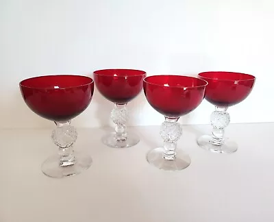 Buy Morgantown Ruby Red Crystal Golf Ball Set Of 4 Champagne/Tall Wine Glasses 5  • 37.90£