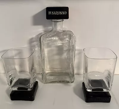 Buy Set Of 2 Vintage DiSaronno Amaretto Square Liquor Glasses Black Amethyst & Clear • 28.35£
