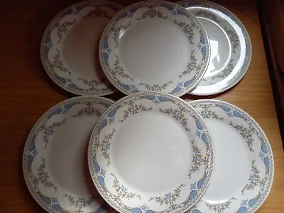 Buy 6 X Vintage Royal Vale/ Ridgway Potteries Blue Flowers Dinner Plates - 27cm • 30£