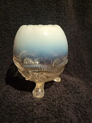 Buy Early American Pattern Glass Pressed Glass Clear And Opalescent Three Footed... • 18.94£