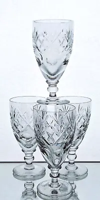 Buy Four Signed THOMAS WEBB Lead Crystal GEORGIAN Cut Glass Sherry Glasses - 100ml • 15£
