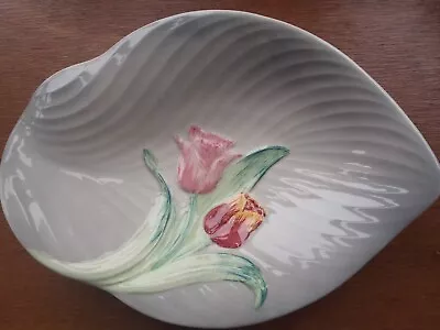 Buy Shorter & Sons Vintage 1950's Art Deco China Oval Dish Tulip Design Hand Painted • 5£