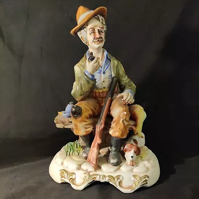 Buy Large 12  Capodimonte Gamekeeper Ornament Figurine WITH TWO BIRDS • 29.99£