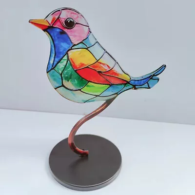 Buy Stained Glass Birds On Branch Desktop Ornament Double Sided Multicolor Style. • 11.46£