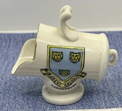 Buy Vintage Crested China-Gemma-Mini Coal Scuttle-SHREWSBURY-Collectible Ornament • 8£