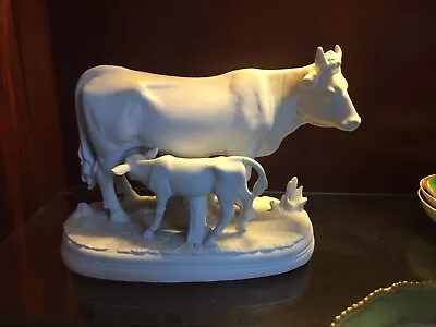 Buy Vintage Parian Ware? Ceramic? Cow & Calf Figurine White • 50£