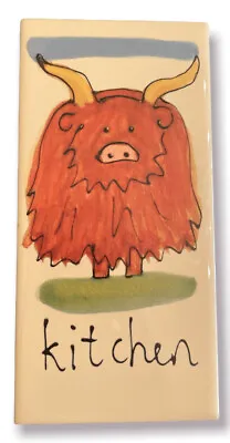 Buy Highland Cow Hand Painted Kitchen Ceramic Tile Made In Scotland • 13.42£