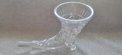 Buy Vintage Lead Glass Crystal Diamond Cornucopia Horn Of Plenty Footed Vase • 17.95£