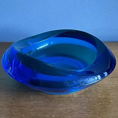 Buy Vintage Czech Blue Glass Bowl Cigar Ashtray By Rudolf Jurnikl Sklo Union 1960s • 10£