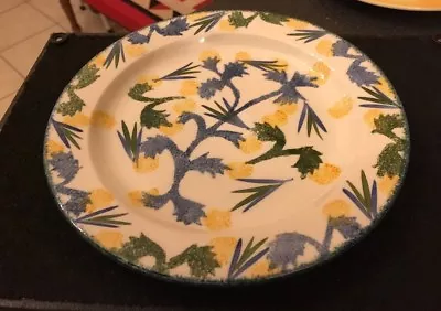 Buy Poole Pottery 22.5cm Studio Pottery Plate Spikey Flower Thistle Blue Yellow • 12£