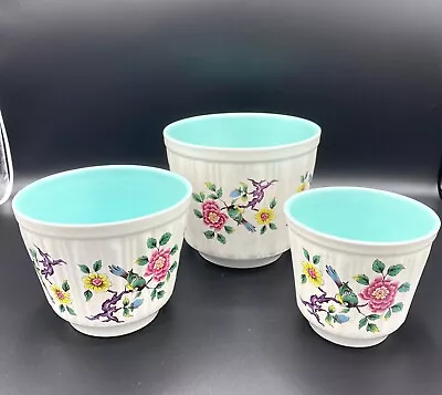 Buy Trio Of James Kent Old Foley 'Chinese Rose' Plant Pots. Vintage. • 25£