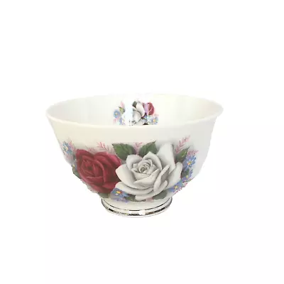 Buy Queen Anne Bone China Floral Red White Roses Sugar Bowl 12cm Dia X 7cm H Vintage • 4.75£