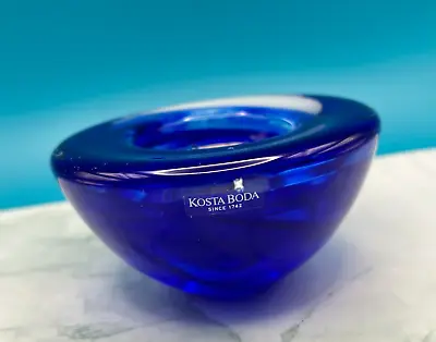 Buy Vintage Kosta Boda Candle Holder Blue Swirl Swedish Art Glass • 20.93£