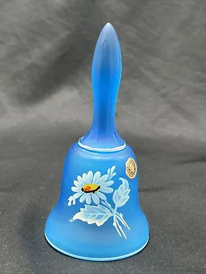 Buy Vintage Westmoreland Blue Satin Glass Bell With Hand Painted Flowers • 7.67£