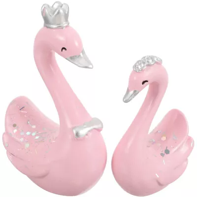 Buy  2 Pcs Swan Ornaments Resin Baby Pink Decor Decorative Animal Statue • 7.58£