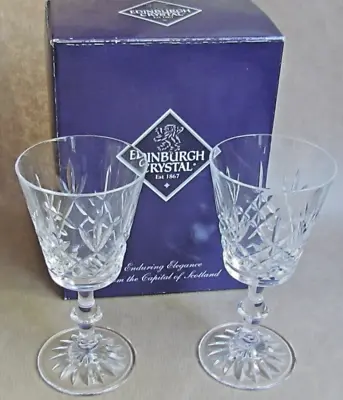 Buy EDINBURGH CRYSTAL LOMOND PATTERN BOXED PAIR OF 6⅛  CLARET WINE GLASSES (Ref9803) • 19.50£
