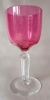 Buy Edwardian Cranberry Bowl Hexagonal Cut Hollow Cylinder Stem Wine Glass C1905 3* • 20£
