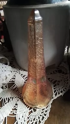 Buy Antique Dugan Diamond Carnival Crackle Glass Auto Car Vase Marigold 7.5” Long • 18.90£