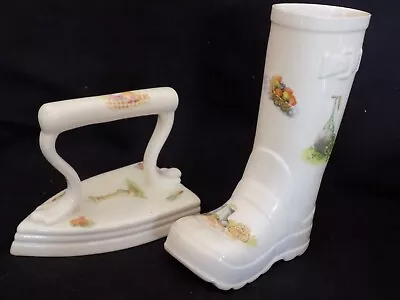 Buy Ansley Bone China  Edwardian Kitchen Garden  Boot Vase And Iron • 12£