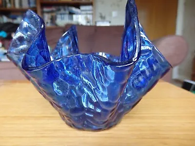 Buy Vintage Chance Glass Rare Blue 'small Artic' Handkerchief Hankie Vase • 15£