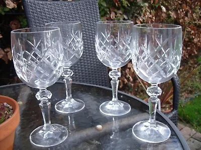 Buy Four Etched/Engraved Cut Glass Crystal Wine Glasses. • 15£