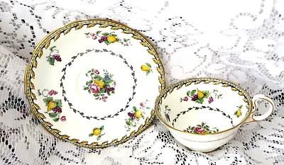 Buy Vintage Aynsley Tea Cup & Saucer Fruit & Flowers Pattern 4118 - Stunning • 12£